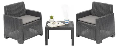 Produktbild von Dmora Set Gartenlounge Rosta Anthrazit Schwarz, Sofa für 2 Personen, mit Tisch
