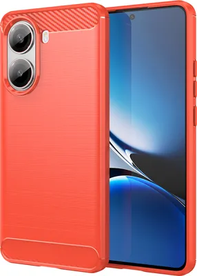 Image de Etui pour Xiaomi Poco X7 Pro silicone TPU souple, fibre de carbone, étui de protection antichoc rouge
