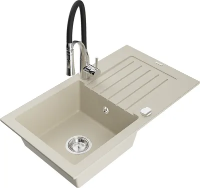 Produktbild von Mexen Pablo 1 Becken-Granitspüle mit Abtropffläche und Mischbatterie Aster, Beige - 6510-69-73450-07