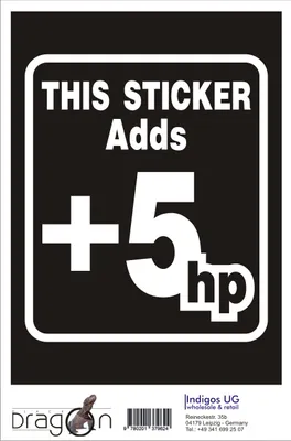 Produktbild von Aufkleber / Autoaufkleber - JDM / Die cut / Auto / OEM - adds +5 HP - 130x110 mm weiß - Heckscheibe / Heckscheibenaufkleber
