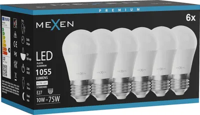 Obrázok produktu pre Mexen Nova 6x LED žiarovka E27, G45, 10 W, neutrálna – 4000 K, 1055 lm – L101-E27-1040-01x06