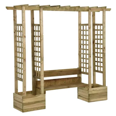 Immagine prodotto di vidaXL Pergola da giardino con panca e vasi per piante in legno di pino trattato