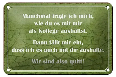Produktbild von Blechschild Spruch 18x12cm wie du mit mir als Kollege