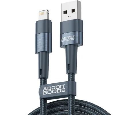 Zdjęcie produktu dla AdroitGoods Kabel do ładowania iPhone'a 2 metry odpowiedni dla Apple iPhone - Kabel do szybkiego ładowania 2,4 A - Kabel USB Lightning