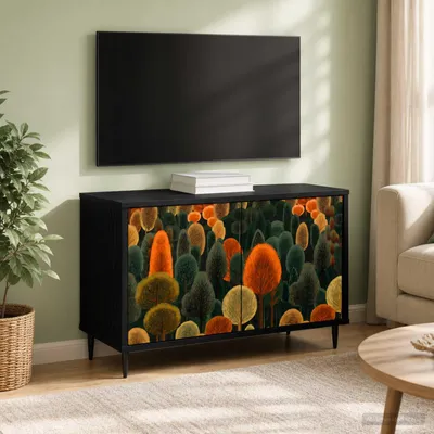 Image de Meuble TV exclusif - ZAANDAM, dimensions : 69 x 33 x 50,5 cm, couleur noire, aspect chêne