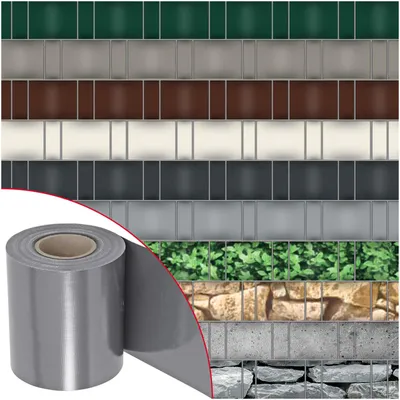 Produktbild von NOOR Sichtschutzstreifen PVC BLICKDICHT 19 cm x 35 m Hellgrau - 630 g/m² - für Doppelstabmattenzaun - inkl. 28 Klemmschienen, KI-generiertes Bild