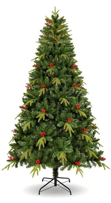 Künstlicher Weihnachtsbaum 1,5 m, PE/PVC, 500 Spitzen, rote Beeren