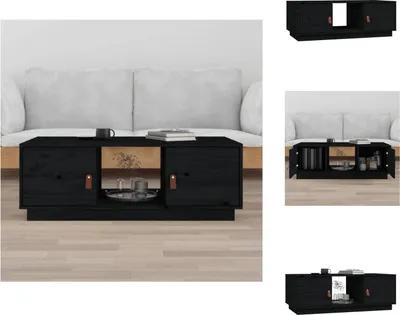 Produktbild von vidaXL Couchtisch Schwarz 100x50x35 cm Massivholz Kiefer -  Couchtische