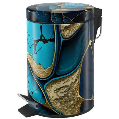 Obrázek produktu pro Kosmetický koš Sanilo 3 l s mechanismem jemného zavírání Marble Cobalt