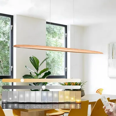 Obrázek produktu pro LED závěsné světlo, vhodné nad jídelní stůl, stmívatelné dálkovým ovládáním, výškově nastavitelné, moderní, minimalistický design, vhodné do obývacího pokoje, kanceláře nebo jídelny (100 cm)