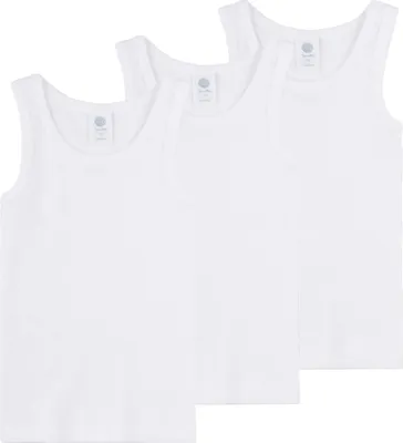 Produktbild von Sanetta Jungen Unterhemden 3er Pack - Tank Top, Basic, Organic Baumwolle, einfarbig Weiß 140 (8-9 Years)