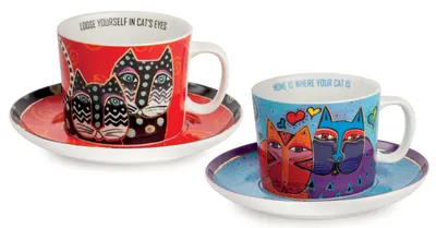 Zdjęcie produktu dla Gilde 4tlg. Set, Cappuccinotasse, "Fantastic Felines", Porzellan, mehrfarbig, VE 1, , B. 12,5 cm, H. 7,5 cm, D. 9,5 cm  81377
