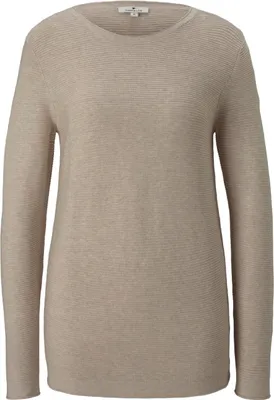 Produktbild von TOM TAILOR Langarm Strickpullover Gestreifter Rundhals Sweater Baumwolle OTTOMAN Größe: L
