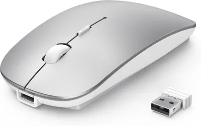Produktbild von Kabellose Maus mit 4800/3200/2400/1600/1200/800 einstellbare DPI, 2.4G USB Funkmaus, 4 Tasten Wireless Mouse, Bluetooth 5.0 Tragbare Mini Funkmaus