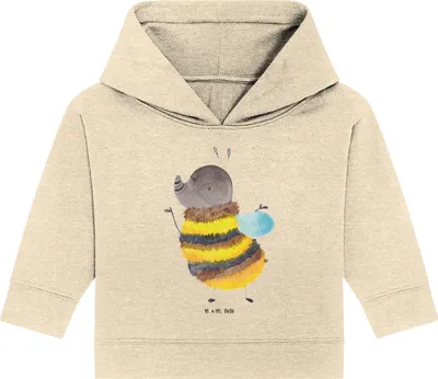 Produktbild von Mr. & Mrs. Panda Organic Baby Hoodie Hummel flauschig 12. - 18. Monat - Natural Raw - Geschenk, Natur, Blume, Lustige Sprüche, Kapuzenshirt, Kapuzensweatshirt, Biene