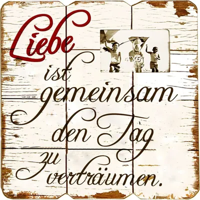 Produktbild von Wandbild Holz Dekoschild Liebe ist mit Bilderrahmen Holzbild Wanddeko
