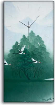 Produktbild von Dekor Leinwand Uhr Wandbilder 30x60 Chinesische Malerei von Vogelkräne - weiße Hände