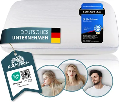 Produktbild von Orthopädisches Memory Foam Kopfkissen 14 cm, Ergonomisches Nackenstützkissen, für alle Schlaftypen Rücken-, Bauch- & Seitenschläferkissen