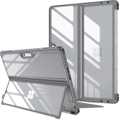 Produktbild von Fintie Hülle für Microsoft Surface Pro 9 / Pro 9 5G 13 Zoll 2022, Stoßfeste Robuste Hartschalen Schutzhülle mit Stifthalter Original Ständer, Type Cover Kompatibel, Grau