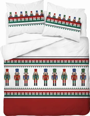 Produktbild von Weihnachtsbettwäsche-Set 220x200 Nussknacker Rot 100% Baumwolle