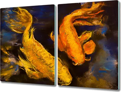 Produktbild von Coloray Herdabdeckplatte 2x40x52 cm Schneidebrett Kochplattenabdeckung Küchenbrett Hackbrett - Tiere Fische