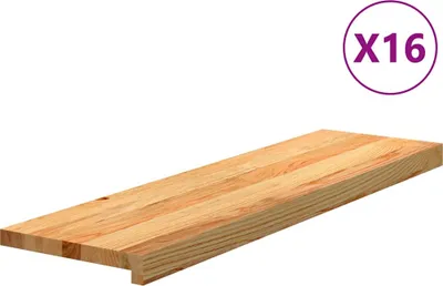 Produktbild von Design Treppenstufen 16 Stk. Hellbraun 90x25x2 cm Massivholz Eiche, Stufenmatten 2024 Neu