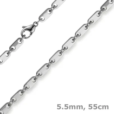Produktbild von 5,5mm Plattenkette Kette Collier aus 585 Gold Weißgold massiv 55cm Herren