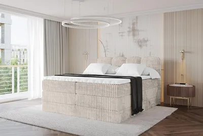Produktbild von ALTDECOR Boxspringbett - NINA KING - 120x200 Creme- Komplett-Set mit H3 und H4 Matratzen und Topper, Polsterbett mit Bettkästen, Lattenrost, Bett mit Stauraum, Doppelbett, Boxbett