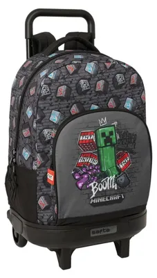 Produktbild von Safta Compact Extraible Minecraft Graffiti 33l 33x22x45 Cm Rucksack Mit Rollen Grau Kinder Grau One Size
