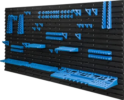 Produktbild von Werkzeugwand 154 x 78 cm Werkstattregal Werkzeugträger Werkzeughalter BLAU Kunststoff Garage Werkstatt Wand