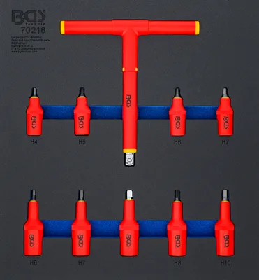 Immagine prodotto di BGS carrello da officina inserto 2/3: set di bussole VDE a bussola quadra 10 mm (3/8") / 12,5 mm (1/2") bussola esagonale 4 - 10 mm 10 pezzi - 70216