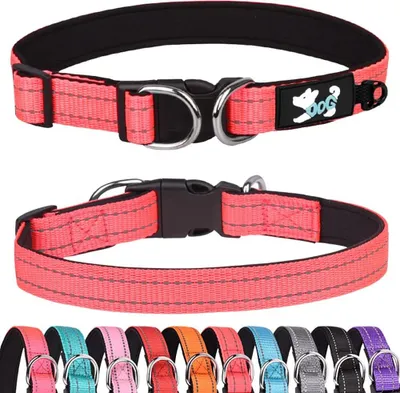 Produktbild von Reflexhalsband für mittelgroße bis große Hunde, warmrosa, gewatteert.