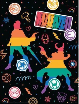 Marvel - potlač "Pride", dúhové symboly PM7322 (40 cm x 30 cm) (Viacfarebné)