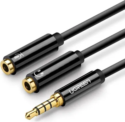 Produktbild von UGREEN AV141 3,5-mm-Stecker auf zwei 3,5-mm-Buchsen-Kopfhörer-Mikrofon-Splitter (schwarz)