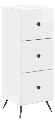Image de vidaXL Commode blanc brillant 33 x 34,5 x 90 cm