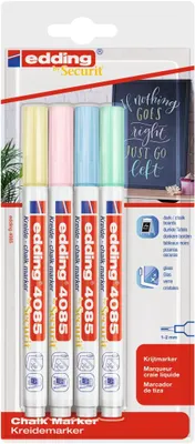 Produktbild von Kreidemarker edding 4085 4er-Blister sortiert pastell Packung mit 10 Stück