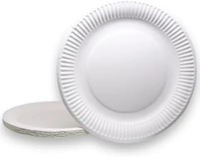 Produktbild von 150 weiße Pappteller rund mit einem Durchmesser von 26 cm für Einweggebrauch