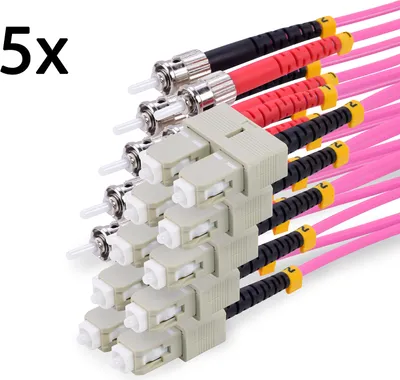 Produktbild von TPFNet 5er LWL Patchkabel, 50/125µm, OM4-Faser, Duplex ST/SC, violett, 3m