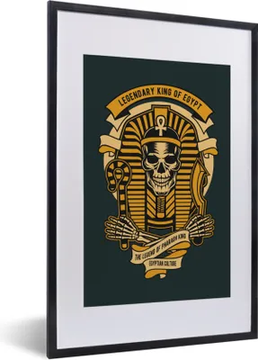 Produktbild von MuchoWow® MuchoWow® Gerahmtes Poster Skelett - Pharao - Retro - Ägypten 40x60 cm - Poster mit zchwarzem Bilderrahmen - Poster in Rahmen