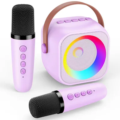 Image de Machine à karaoké appareil de karaoké - 2 microphones sans fil - Bluetooth - Pour enfants et adultes