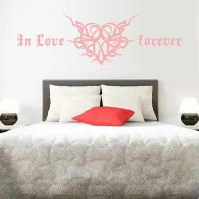 Produktbild von Wandtattoo - Wandaufkleber - Wandtattoo "In Love Forever" - 120cm x 40cm hellrosa - Dekoration Küche Wohnzimmer Wand