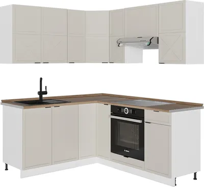 Produktbild von Eckküche Vicco Fame-Line GrauBeige/Weiß 190 x 60 cm , AP Eiche, Model 50551