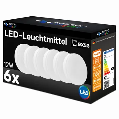 Produktbild von MasterLED LED-Leuchtmittel GX53 12 W 1160 lm 4000 K neutralweiß, 6er-Set
