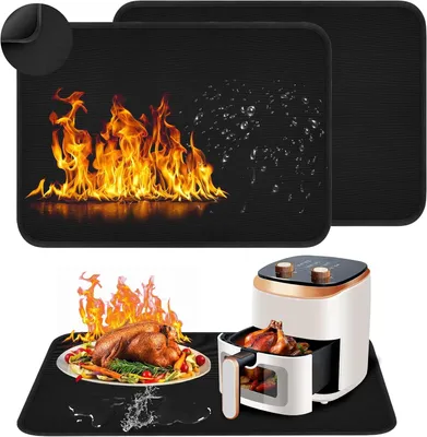 Produktbild von Hitzebeständige Unterlage – Set mit 2 Stück – 60 x 80 cm – Hitzebeständige Unterlage – Feuerfeste Matte – Mikrowelle