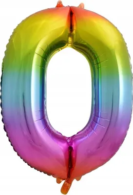 Produktbild von Folienballon Zahl 0, Regenbogen, 85 cm