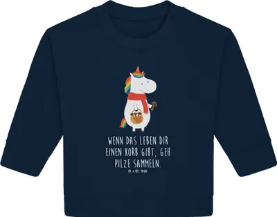 Produktbild von Mr. & Mrs. Panda Organic Baby Pullover Einhorn Pilz 24. - 36. Monat - French Navy - Geschenk, Unicorn, Bullover, Spruch, Einhörner, Motivation, Pilze