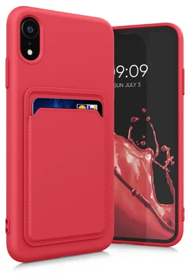 Produktbild von kwmobile Handyhülle für Apple iPhone XR Hülle mit Kartenfach - TPU Case - Kabelloses Laden - Schutzhülle Cover in Rot