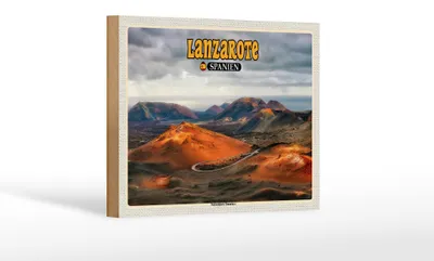 Produktbild von Holzschild Reise 18x12 cm Lanzarote Spanien Nationalpark Timanfaya