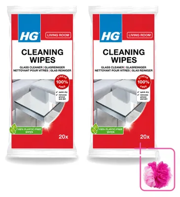 Produktbild von 2 x HG Glasreinigungsdoekjes für streeploose Sauberkeit auf Glas und Spiegeln - Sparpackung - 2 Stücke