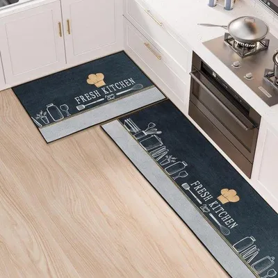 Imagen del producto de Azomor®: Juego de 2 alfombrillas antideslizantes lavables para la cocina, ideales para diferentes espacios y superficies